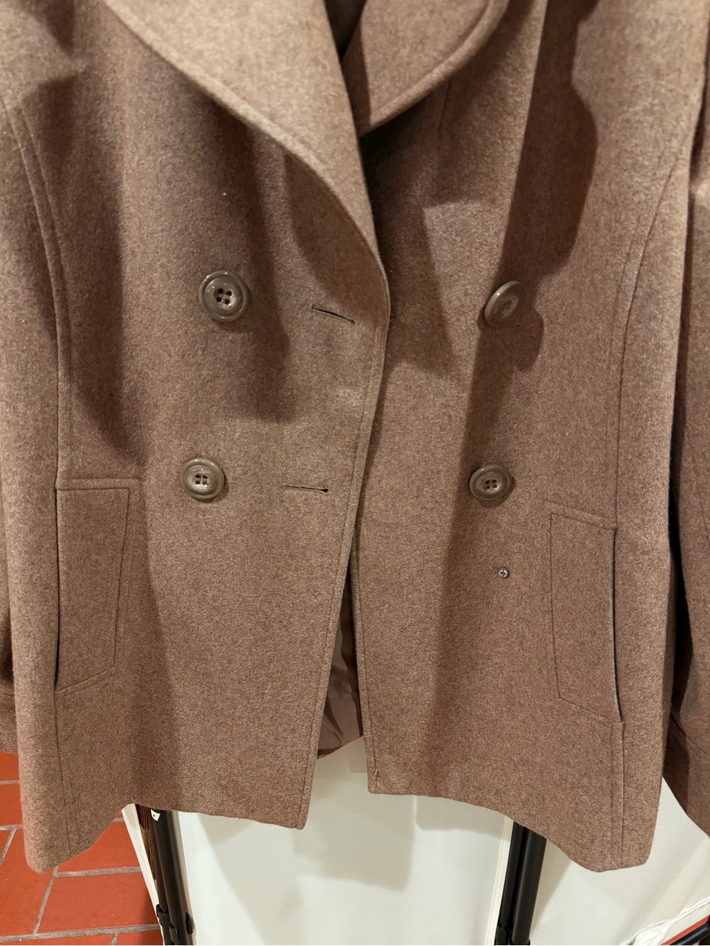 New York & Company Women's Wool Blend Peacoat โ Tan Brown, Size 12 - Picture 3 of 7